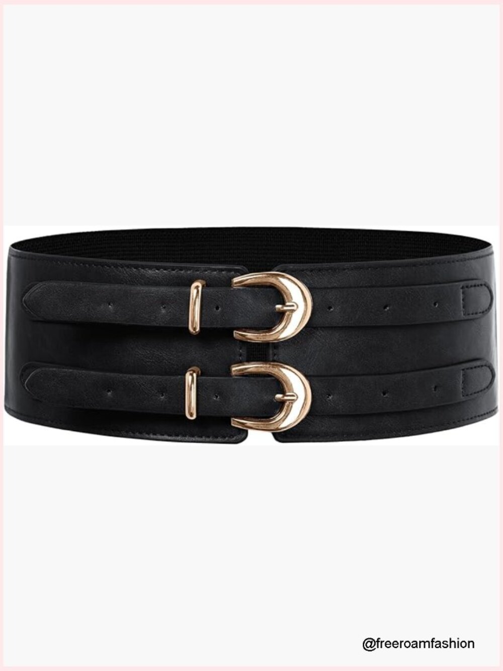 Wide Elastic Corset Belt Double Gold Buckle Waist Belt for Dress